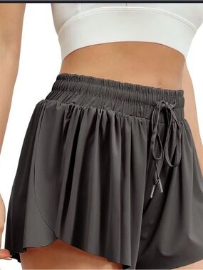 Women's Dark Gray Athletic Drawstring Shorts